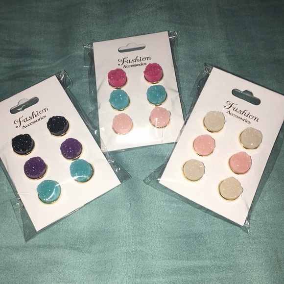 Druzy stud earrings - Picture 2 of 2